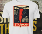 Starman 1970s Rock T-Shirt – Retro Glam Rock Lightning Bolt Tee – Vintage Bowie Inspired Unisex Shirt