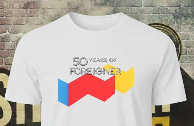 Foreigner 50 Years T-Shirt – Classic Unisex Rock Anniversary Graphic Tee Shrewd Threads