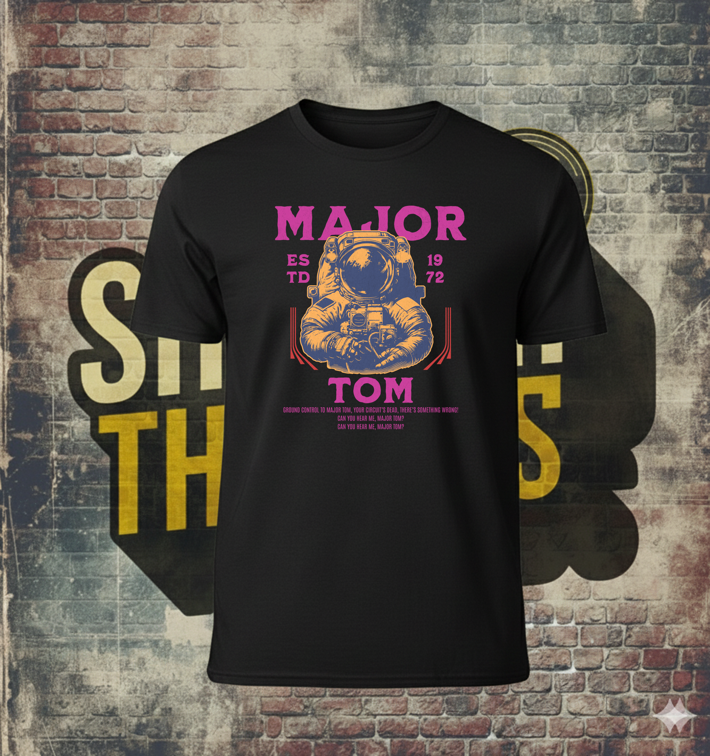 Women's Major Tom Astronaut Pink T-Shirt – 1972 Glam Rock Inspired Graphic Tee