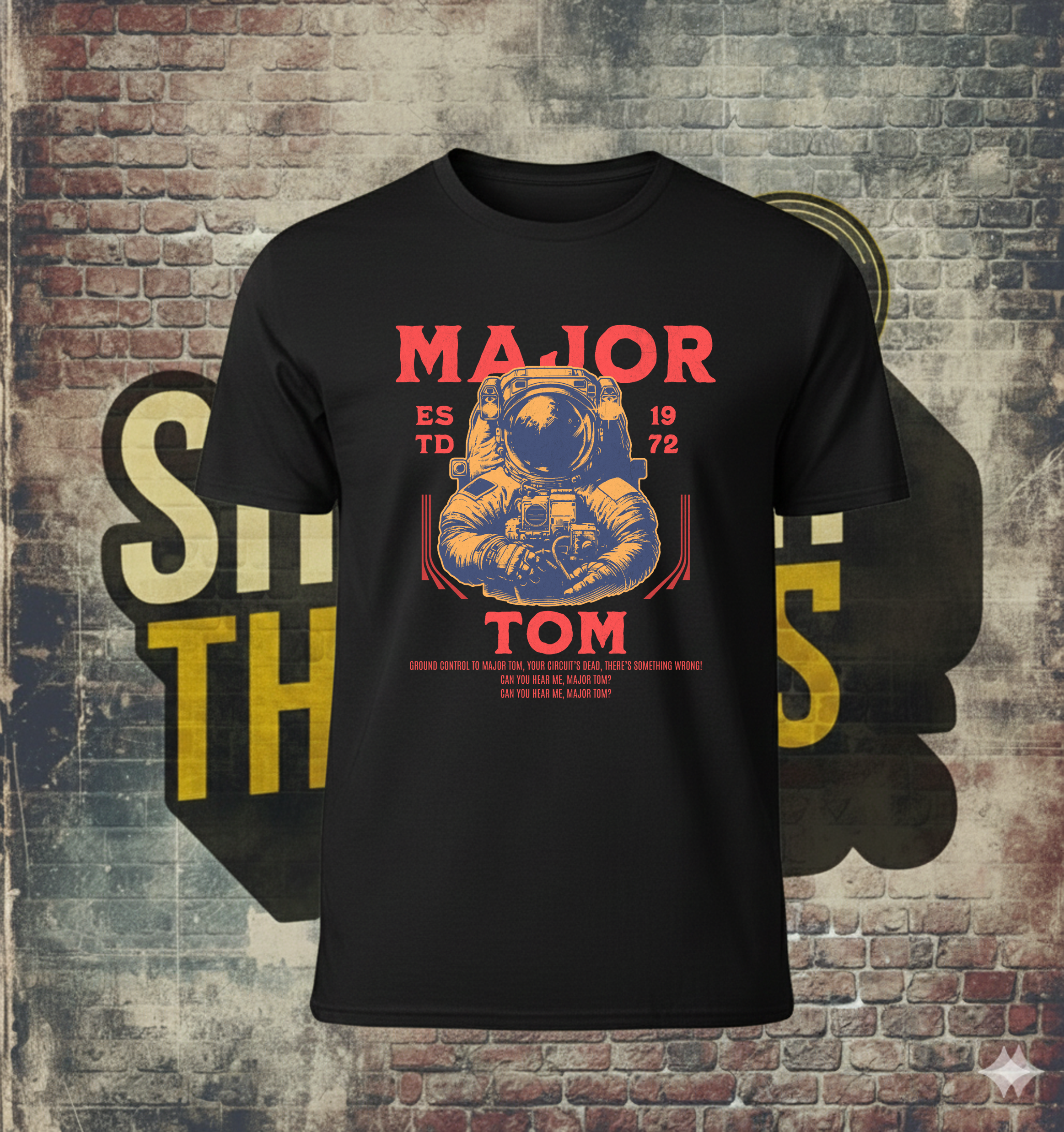 Major Tom Astronaut Red T-Shirt – 1972 Glam Rock Inspired Graphic Tee