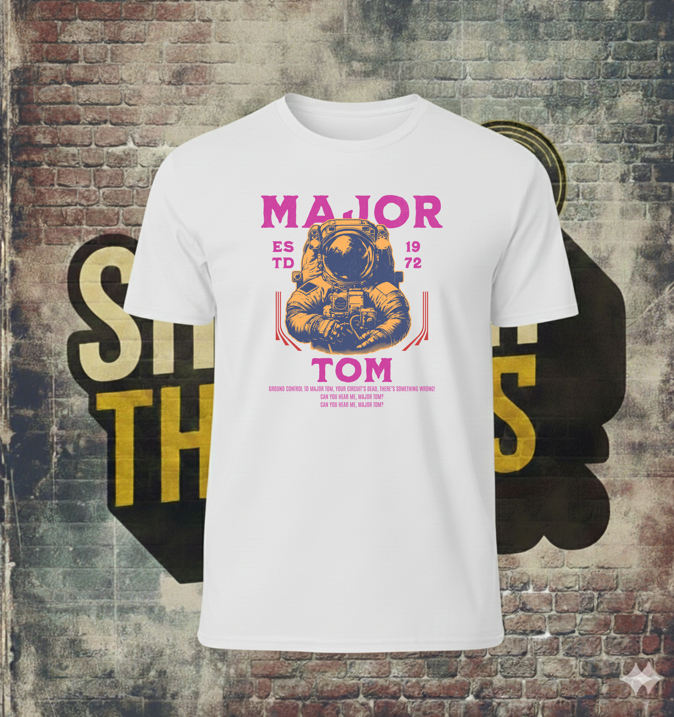 Women's Major Tom Astronaut Pink T-Shirt – 1972 Glam Rock Inspired Graphic Tee