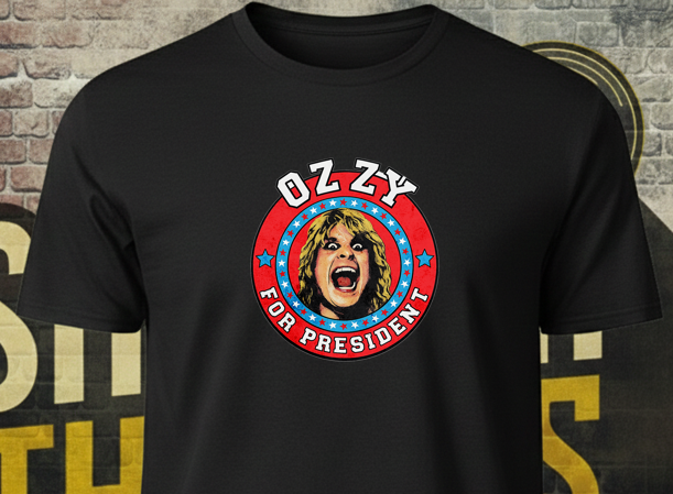 Ozzy Retro Unisex T-Shirt —  President Parody Graphic Tee, Iconic Music Legend