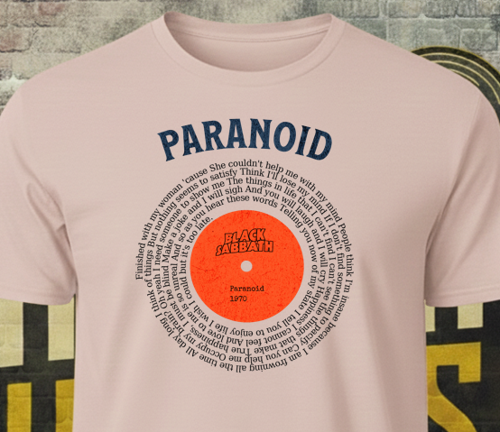 Paranoid Unisex Vinyl Lyric Tee