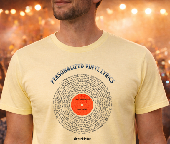 Personalized Vinyl Lyric Tee | Unisex Custom Lyrics & Spotify Code