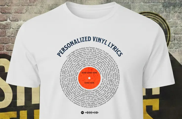 Personalized Vinyl Lyric Tee | Unisex Custom Lyrics & Spotify Code Shrewd Threads