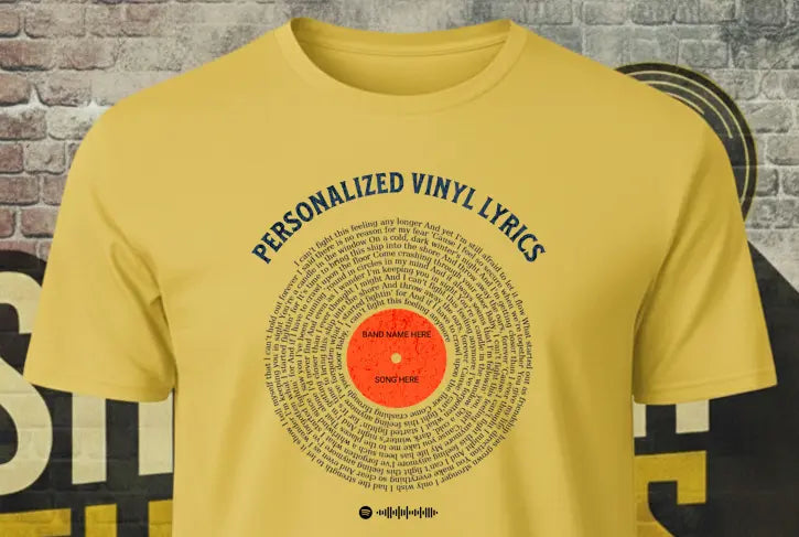 Personalized Vinyl Lyric Tee | Unisex Custom Lyrics & Spotify Code Shrewd Threads