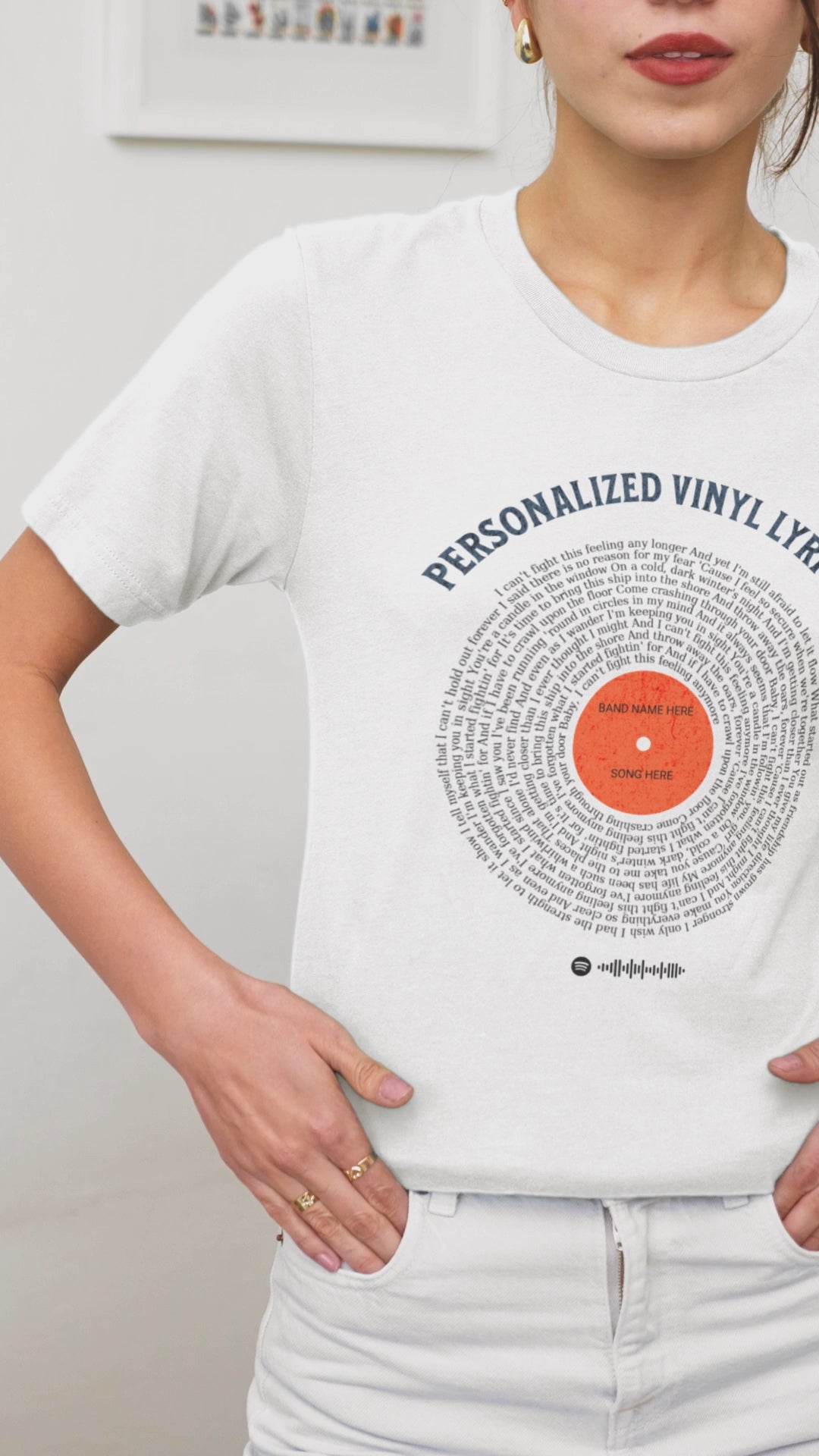 Personalized Vinyl Lyric Tee | Unisex Custom Lyrics & Spotify Code