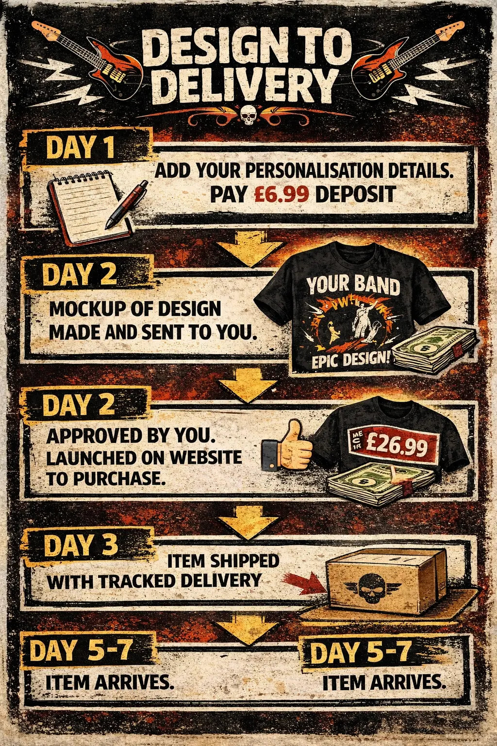 USA $8.99 Deposit 🎸 Custom Retro Band Tees – Designed Just for You 🎸 Shrewd Threads